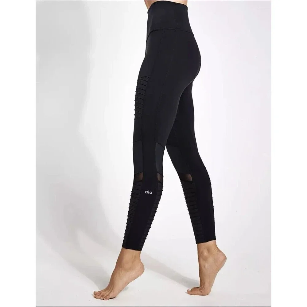 Alo Yoga 7/8 High-Waist Moto Legging Black Size XS Athletic Yoga Workout Gym